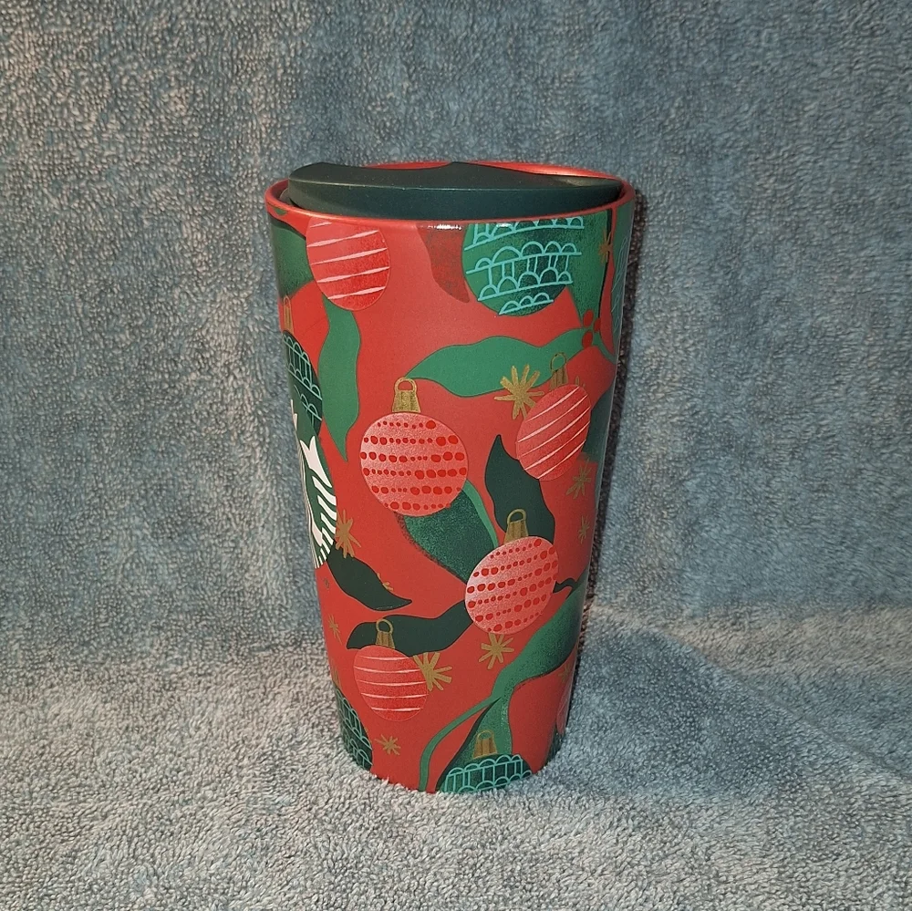 Starbucks 2019 Ceramic Holiday Travel Tumbler Mug Christmas Ornaments Ch…